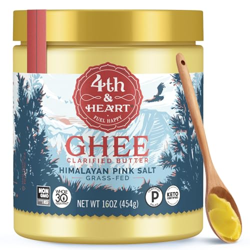 4th & Heart Himalayan Pink Salt Grass Fed Ghee, Clarified Butter, 16oz.