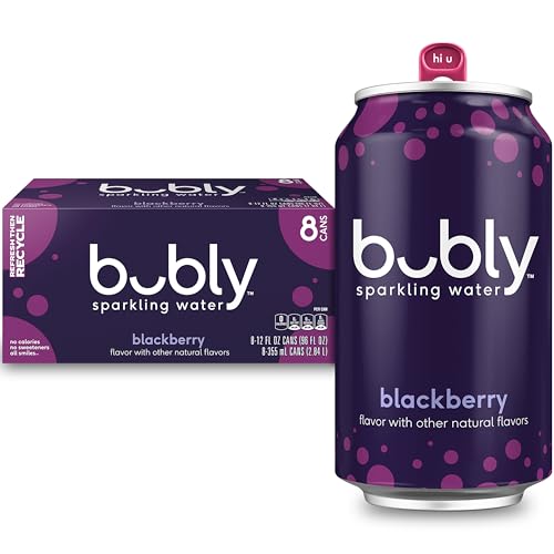 bubly Sparkling Water, Blackberry, Zero Sugar & Zero Calories, Seltzer Water, 12 Fl Oz Cans, Packaging May Vary (Pack of 8)