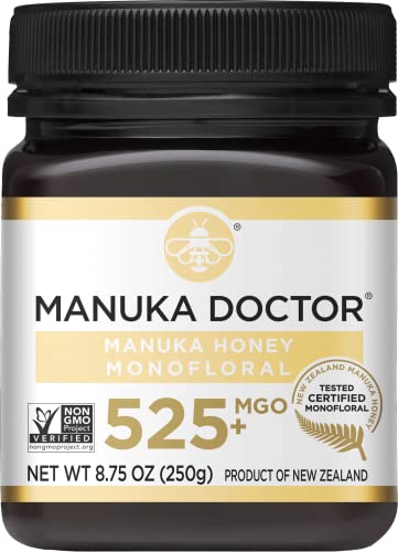 Manuka Doctor - Raw Manuka Honey MGO 525+ Monofloral, 100% Pure New Zealand Honey. Certified. Guaranteed. Raw. Non-GMO (8.75 oz)