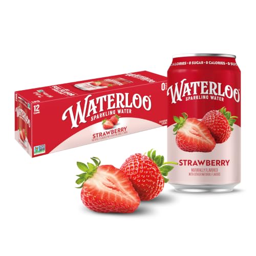 Waterloo Sparkling Water, Strawberry, 12 Fl Oz Cans (Pack of 12)