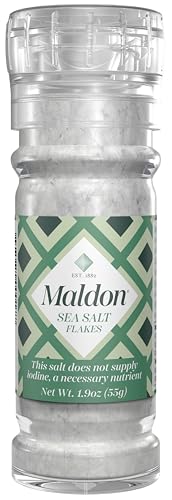 Maldon Sea Salt Grinder – Refillable 1.9oz Salt Mill Grinder – Kitchen Must Have for Everyday Seasoning and to Grind Over a Wide Range of Dishes