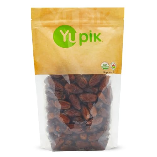 Yupik Organic Deglet Nour Pitted Dates, 2.2 lb (35.2 oz), Non-GMO, Vegan, Gluten-Free, Kosher, Dried Fruits, No Pits, No Added Sugar, Source of Fiber, Healthy Snacks, For Baking, Topping, Inclusions