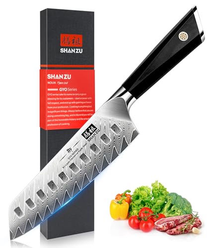 SHAN ZU Damascus Chef Knife Santoku Knife 7 Inch