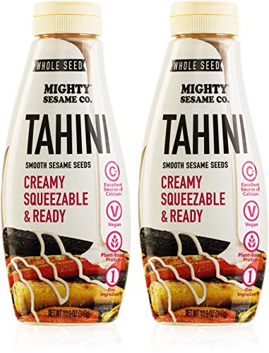 Mighty Sesame "Whole Seed" Creamy & Ready Squeezable Tahini Paste, 10.9oz (2 Pack) Gluten Free, Vegan, Non GMO, Keto Friendly, Plant Based Protein, Kosher