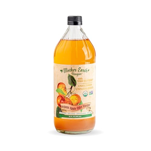Mother Earth, Organic Apple Cider Vinegar with The Mother, Fresh Pressed Organic Apples, OACV, ACV, Raw, Unpasteurized, Unfiltered (1/32oz Glass Bottle)