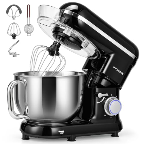 VIVOHOME Stand Mixer, 6-Quart Tilt-Head Kitchen Mixer with Bowl, Black