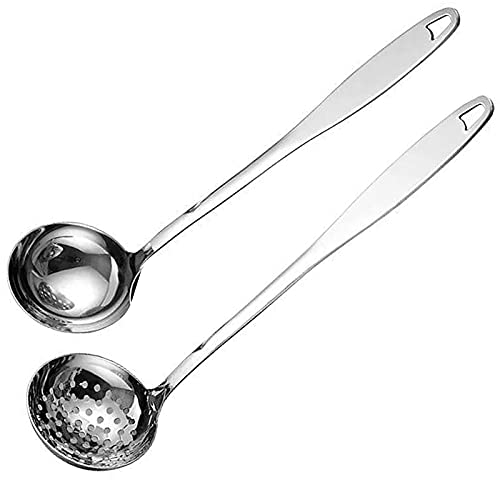 Soup Spoon Stainless Steel Heavy Duty Big Soup Ladle Colander Serving Spoon(Soup Spoons - 12")