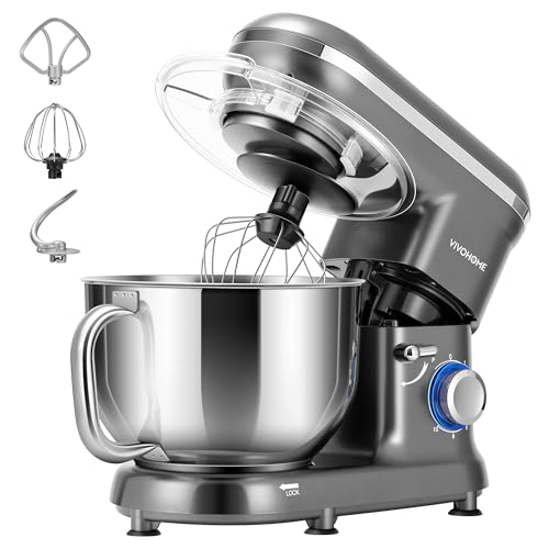 VIVOHOME Stand Mixer, 6-Quart Tilt-Head Kitchen Mixer with Bowl, Gray