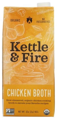 Kettle and Fire Organic Chicken Broth, Keto, 32 oz, 1 Pack