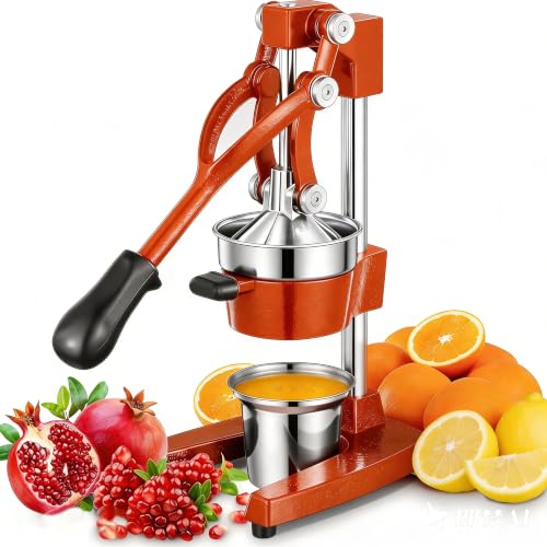 Gowintech Commercial Heavy Duty Cast Iron Hand Press Manual Orange Citrus Lemon Lime Grapefruit Pomegranate Fruit Juice Squeezer Machine with Stainless Steel Cup