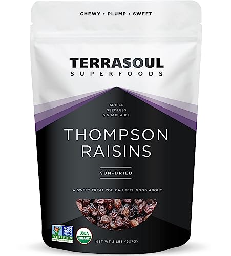 Terrasoul Superfoods Organic Raisins, 2 Lbs - Seedless | No-Sugar Added | No Preservatives