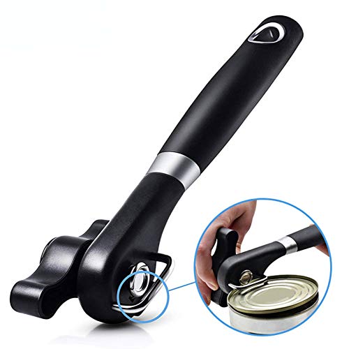 RICKUNCL Side Cut Can Opener, Smooth Edge Manual Can Opener, Black