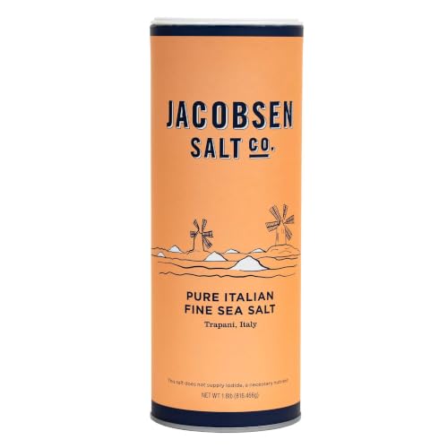 Jacobsen Salt Co. Pure Italian Fine Grain Sea Salt, Gourmet - 1.8 Lb | Gourmet Seasoning, Fine Sea Salt, For Cooking, Baking, or Pickling, Harvested in Italy, Kosher