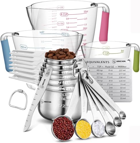 AIKEXIN 20 PCS Measuring Cups & Spoons Set, for Cooking & Baking Gadgets