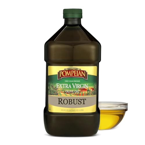 Pompeian Robust Extra Virgin Olive Oil - 101 fl oz (3 L) First Cold Pressed Olive Oil for Cooking - Bold Taste for Pasta, Marinades, and Salad Dressings - Value Size