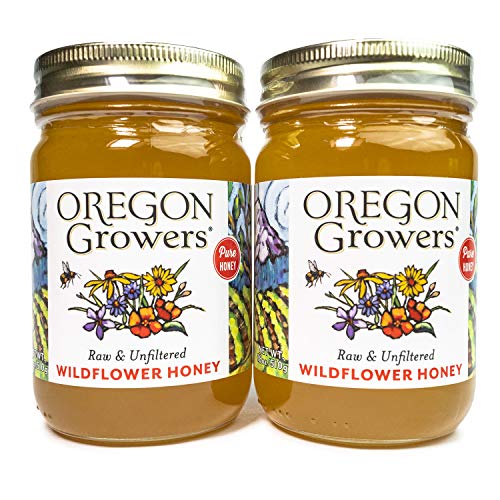 Oregon Growers Raw And Unfiltered Wildflower Honey - Organic Honey, Raw Honey Organic Unfiltered, Raw Wildflower Honey, All Natural Ingredients - 18 Oz (Pack of 2)