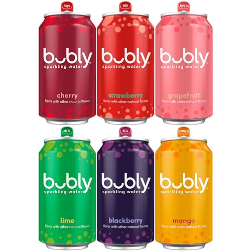 bubly Sparkling Water, 6 Flavor Variety Pack, 12 Fl Oz Cans (Pack of 18)