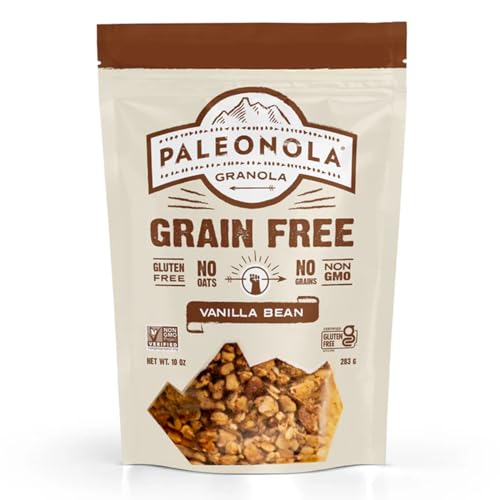 Paleonola Vanilla Bean Grain Free Granola, 10 Oz Resealable Bag (Pack of 1) - Grainless Paleo Granola Blended with Nuts, Seed & Vanilla Bean - Gluten & Dairy Free, Non-GMO, Low Carb Protein Granola