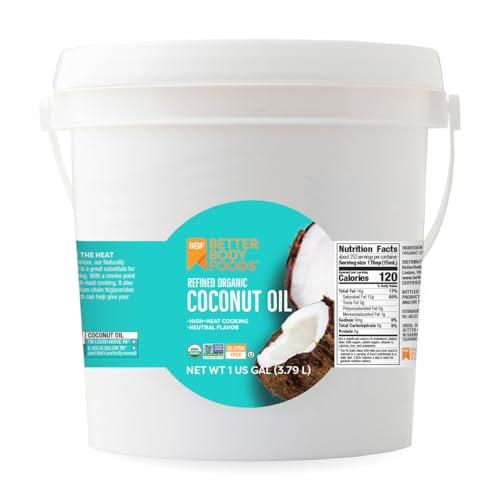 BetterBody Foods Bulk Refined Coconut Oil 1 Gallon, Organic, Non-GMO