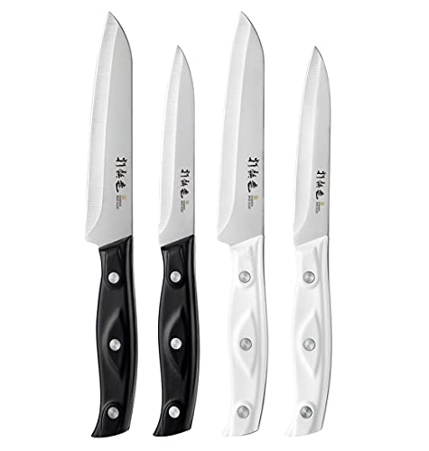 HAMMER IRON ALLEY 4PCS Paring Knife - 4/4.5 inch Fruit and Vegetable Paring Knives - Ultra Sharp Kitchen Knife - Peeling Knives - German Stainless Steel-ABS Handle