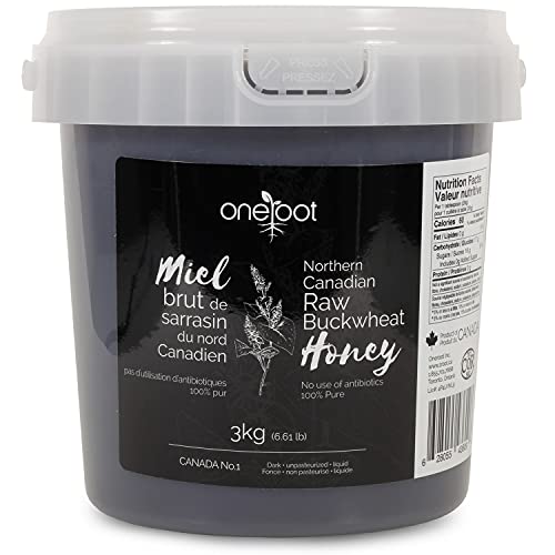 OneRoot Raw Buckwheat Honey – 6.6 lbs, Unheated & Unprocessed Dark – Nutrient-Rich, Antioxidant-Packed Natural Sweetener – Pure & Unfiltered Honey