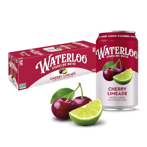 Waterloo Sparkling Water, Cherry Limeade, 12 Fl Oz Cans (Pack of 12)