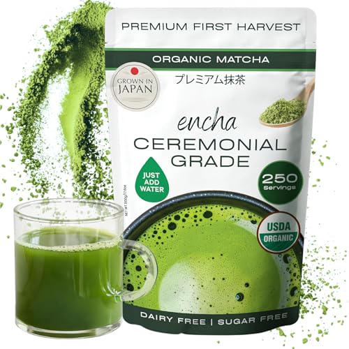 Encha Matcha - Ceremonial Grade Matcha Powder, Organic First Harvest Japanese Green Tea Powder, Tea From Uji, Japan (500g/1.1 lbs)