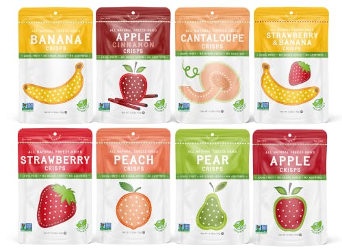 Nature's Turn Freeze-Dried Fruit Crisps – Sampler Variety, 8 Bags (0.53oz Each) – Healthy, Gluten-Free, Crispy & Delicious Snack – Ideal for Cereal, School Lunches, & On-the-Go Snacks