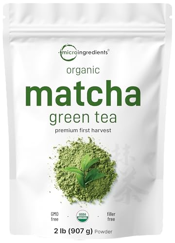 Organic Matcha Green Tea Powder, 2 Pound (32 Ounce) | Culinary Grade, Unflavored, First Harvest Authentic Japanese Origin, 100% Pure Matcha for Smoothies, Latte, and Baking | Non-GMO, 0 Calories