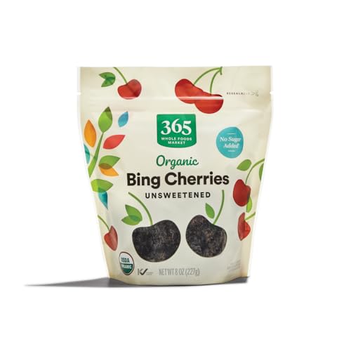 365 by Whole Foods Market, Organic Dried Unsweetened Bing Cherries, 8 Ounce