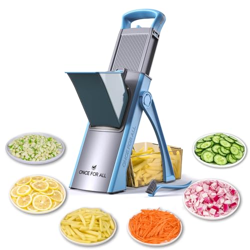 ONCE FOR ALL Upgrade Safe Mandoline Slicer Plus, Bigger Size, SkyBlue