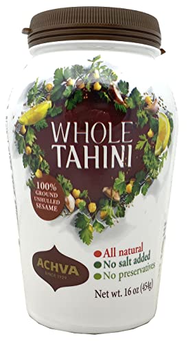Galil Achva Sesame Tahini 16 Ounce Non-GMO, No Preservatives, Kosher Parve, Vegan Sesame Tahini (Whole)