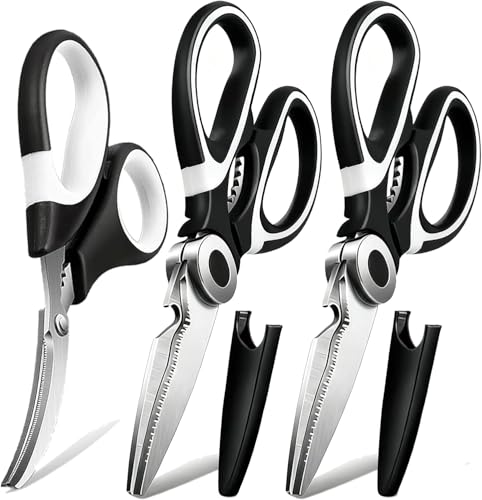 OMDAR 3 Pack Kitchen Scissors & Seafood Scissors Set, Sharp Kitchen Shears