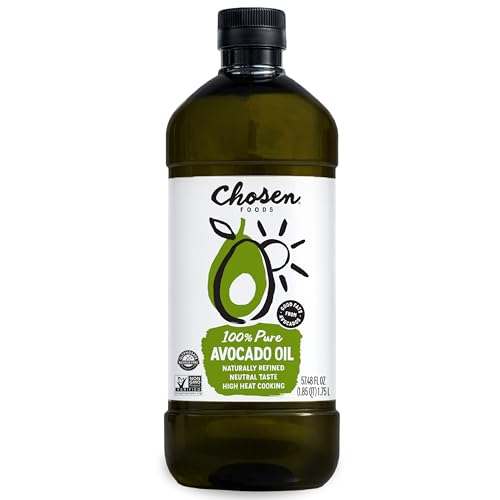 Chosen Foods Avocado Oil, 1.75 Liter - All Purpose Cooking Oil made from 100% Pure Avocados - Non-GMO, Gluten-Free, Keto Friendly, Glyphosate Free - 59.7 Fl Oz (Pack Of 1)
