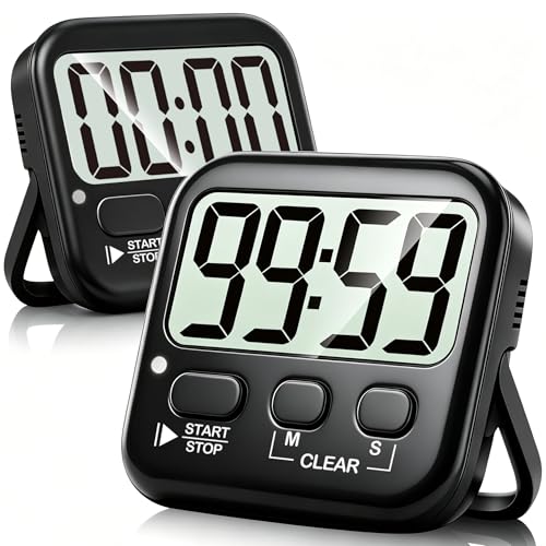 Antonki 2 Pack Digital Timer for Kids, Magnetic Countdown Kitchen Timers for Cooking, Egg, Classroom, Teacher, Exercise, Study, Oven - Battery Included