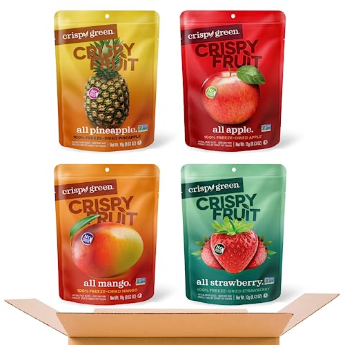 Crispy Green Freeze-Dried Fruit Snacks Favorite Flavors Variety Pack, Pack of 16, 100% Pure Fruit, All-Natural, No Added Sugar, Single-Serve Bags for Healthy Snacks & School Lunches