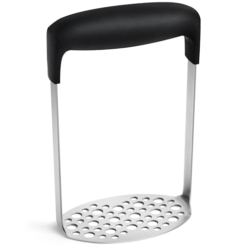 Upgraded Potato Masher, Durable Non-break Handle, Rust-proof, Dishwasher safe, Heavy duty 304 Stainless Steel, Kitchen Gadgets Gifts, Black
