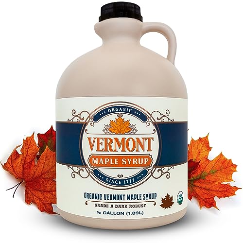Vermont Maple Syrup - 64 oz Grade A, Dark Robust Organic Maple Syrup - 100% Pure and Authentic Maple Syrup for Pancakes, Waffles and More - Nut free, Gluten Free, Vegan, Paleo