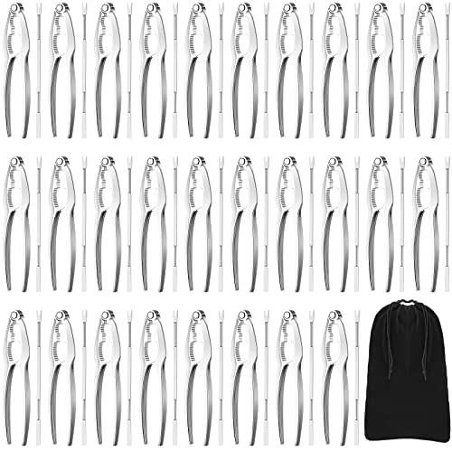 Zhehao Lobster Crackers and Picks Set Seafood Party Dinner Supplies Stainless Steel Crab Leg Tool with Seafood Fork and Bag Heavy Duty Nut Cracker Set Opener Shellfish for Kitchen Restaurant(61 Pcs)