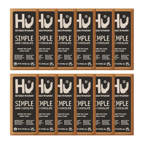 Hu Chocolate Bars | 12 Pack Simple Chocolate | Natural Organic Vegan, Gluten Free, Paleo, Non GMO, Fair Trade Dark Chocolate | 2.1oz Each