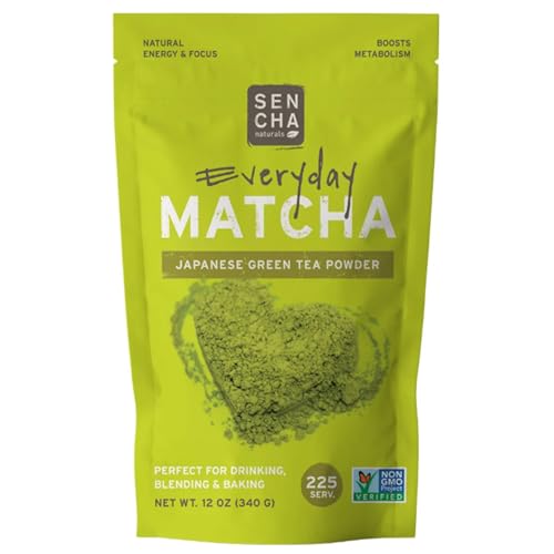 Sencha Eveyrday Natural USDA Organic Matcha Green Tea Powder Rich Antioxidant Revitalizing Body Helathy Gluten Free Product 100% Vegan Diet - 12oz (Pack of 1)
