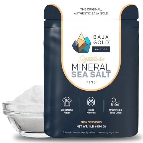 Baja Gold Signature Mineral Sea Salt, Gary Brecka Choice, Fine 1 lb Bag | Fine Unrefined Sea Salt, Sea of Cortez, Trace Minerals, Lower Sodium, Cooking and Baking Salt, 300+ Srv