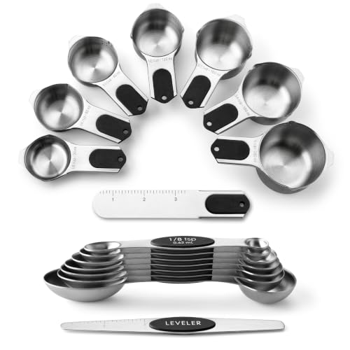 Spring Chef Magnetic Measuring Cups & Spoons Set of 16, Patented, Black