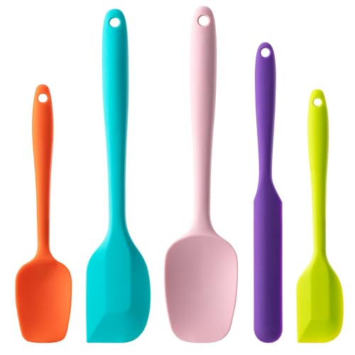 Silicone Spatula Set,5 Piece Food Grade Rubber Spatulas,Multicolor