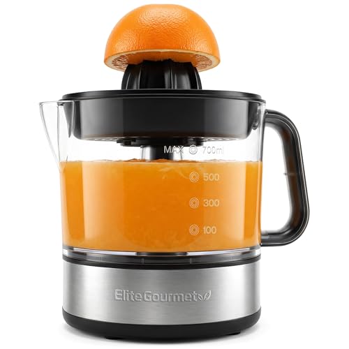 Elite Gourmet ETS623 Electric Citrus Juicer, 24 oz, Black/Stainless Steel