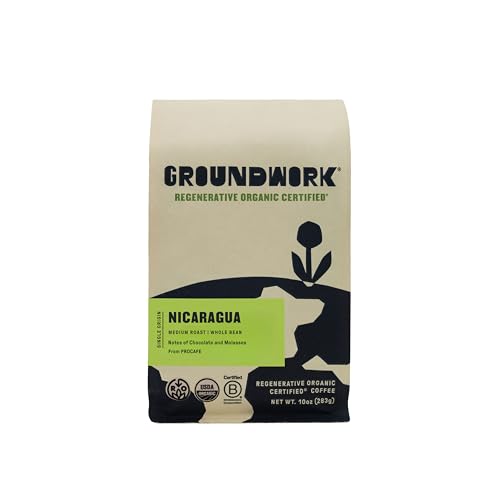 GROUNDWORK Regen Organic Nicaragua WHOLE BEAN Coffee Medium Roast - 10oz