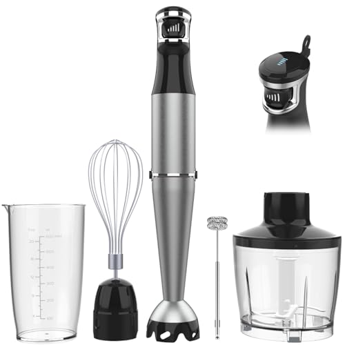 Turelar Immersion Blender Handheld Corded Hand Blenders Set 1100W, Trigger Variable Speed 5 in 1 Stick Emulsifier with Chopper, Whisk and Frother for Soup, Baby Food and Smoothies, Black