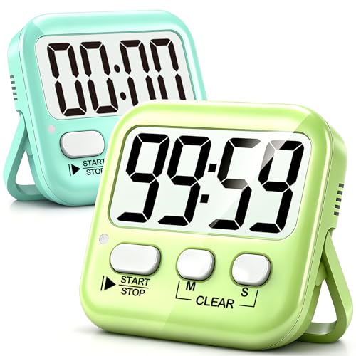 Antonki 2 Pack Digital Timer for Kids, Magnetic Countdown Kitchen Timers for Cooking, Egg, Classroom, Teacher, Exercise, Study, Oven - Battery Included