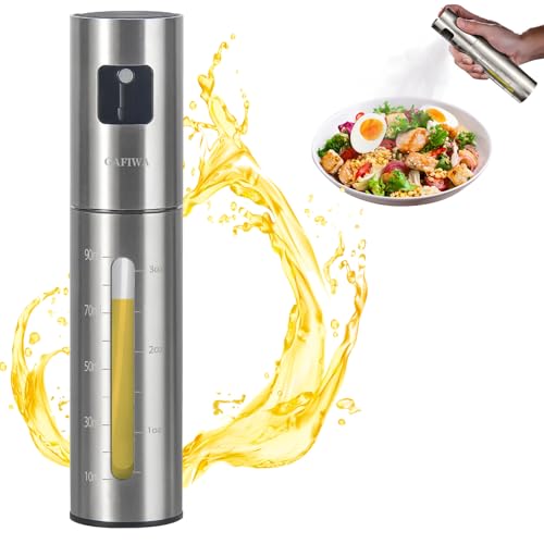 Gafiwa Advanced Olive Oil Sprayer for Cooking, Kitchen Avocado Oil Spray Bottles, Oil Mister Dispenser, 304 Stainless Steel Shell & Food-safe PP Plastic inner Bottle, 100ml, Leak-Proof and Portable.
