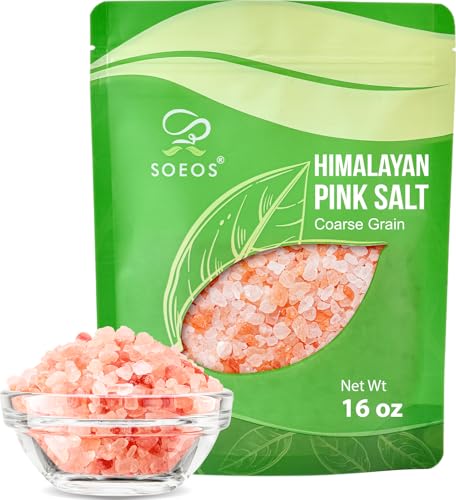 Soeos Himalayan Pink Salt, Coarse Grain, 16 Oz (1 Pound), Pink Himalayan Sea Salt for Grinder Refill